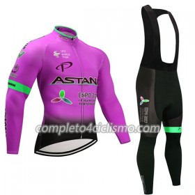 Completo Maglia ML + Pantaloncino con bretelle ML 2017 Astana Pro Team N003
